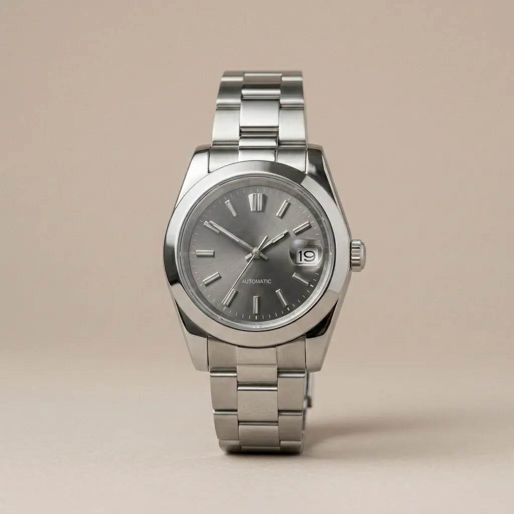 S Mod "Rhodium Grey" – Rodyum Gri Kadran & Düz (Smooth) Bezel