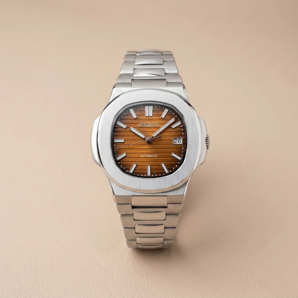 S Mod Nautilus "Mocha Seikonaut" – Gradient Coffee Dial & Integrated Bracelet