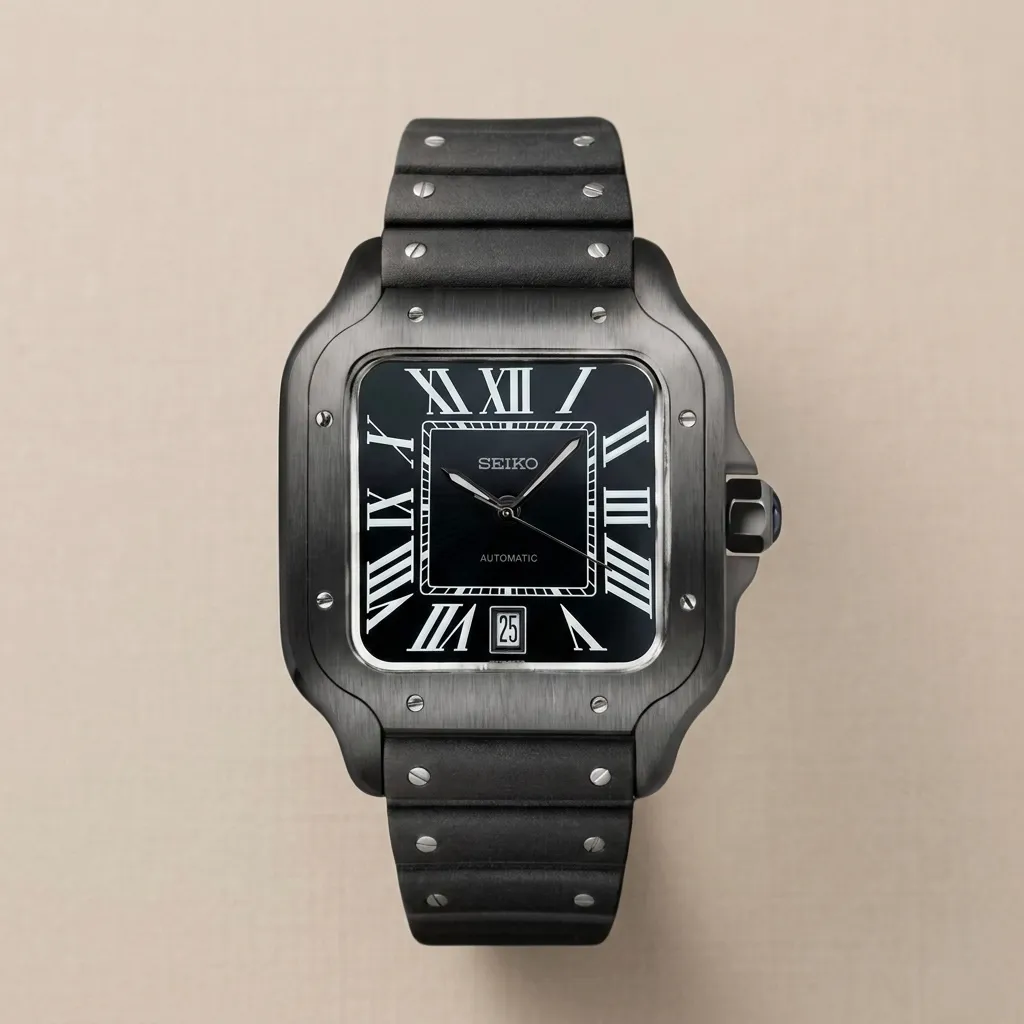 S Mod Santos "Stealth Santos" – Black PVD Case & Black Rubber Strap