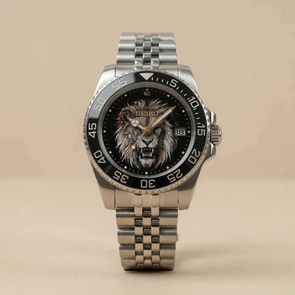 S Mod "Roaring Lion" – Special Figurine Black Dial & Jubilee Bracelet