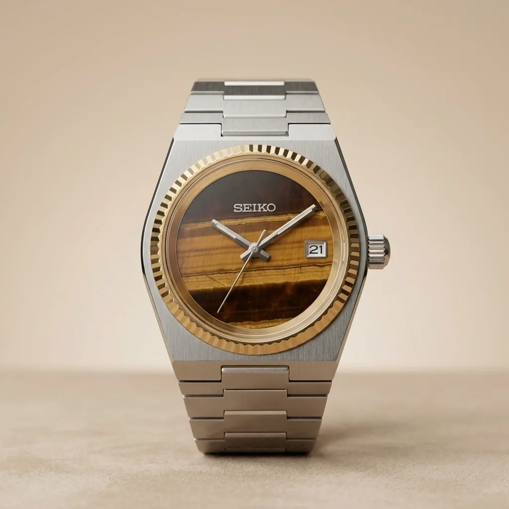 S Mod Prx "Tiger's Eye" – Kaplangözü Kadran & Altın Fluted Bezel