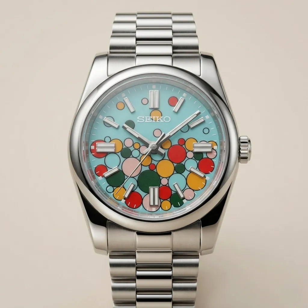 S Mod "Celebration" – Bubbly Turquoise Dial & Steel Bracelet