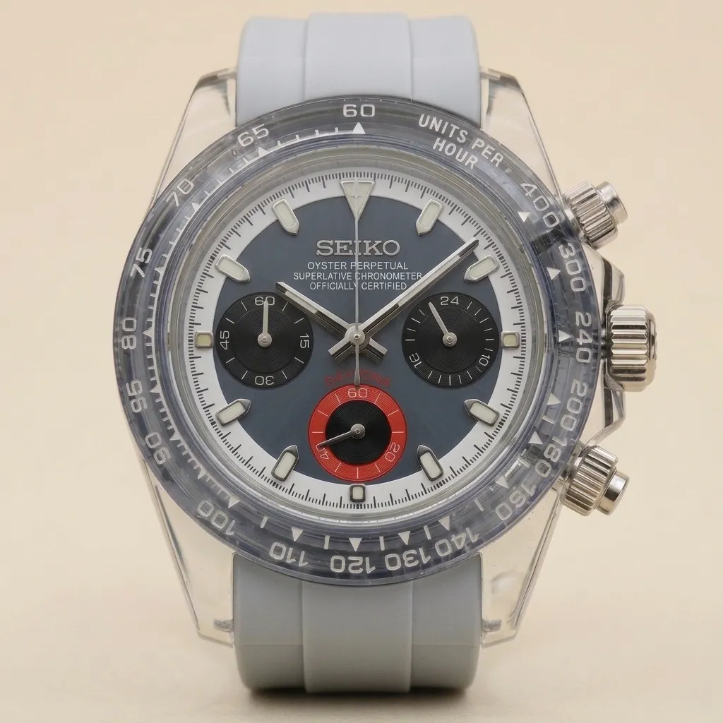 S Mods Daytona "Crystal Ghost" Chronograph – Transparent Case & Gray Exotic Dial
