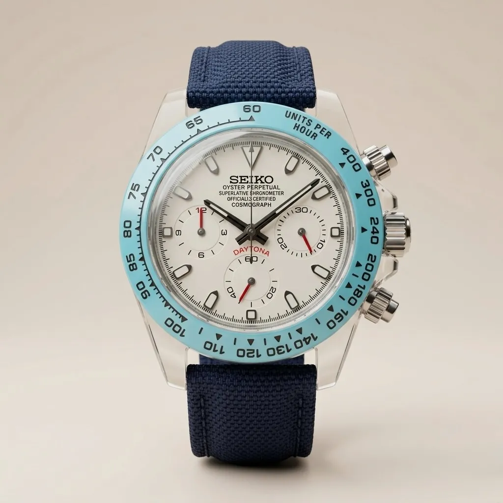 Gym Watch "Crystal Ocean" Chrono – Transparent Case & Ice Blue Bezel