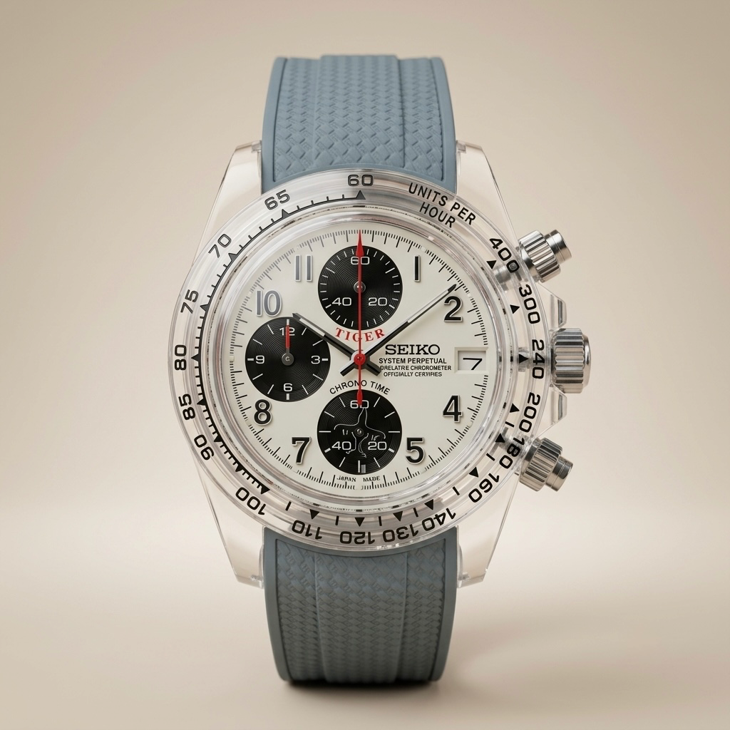 Gym Watch Avant-Garde Edition – Şeffaf Kronograf, Kırmızı Detaylar ve VK63