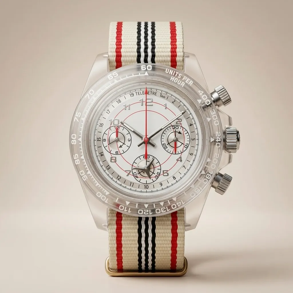 Gym Watch "Crystal Heritage" Chrono – Şeffaf Kasa & Vintage Kadran