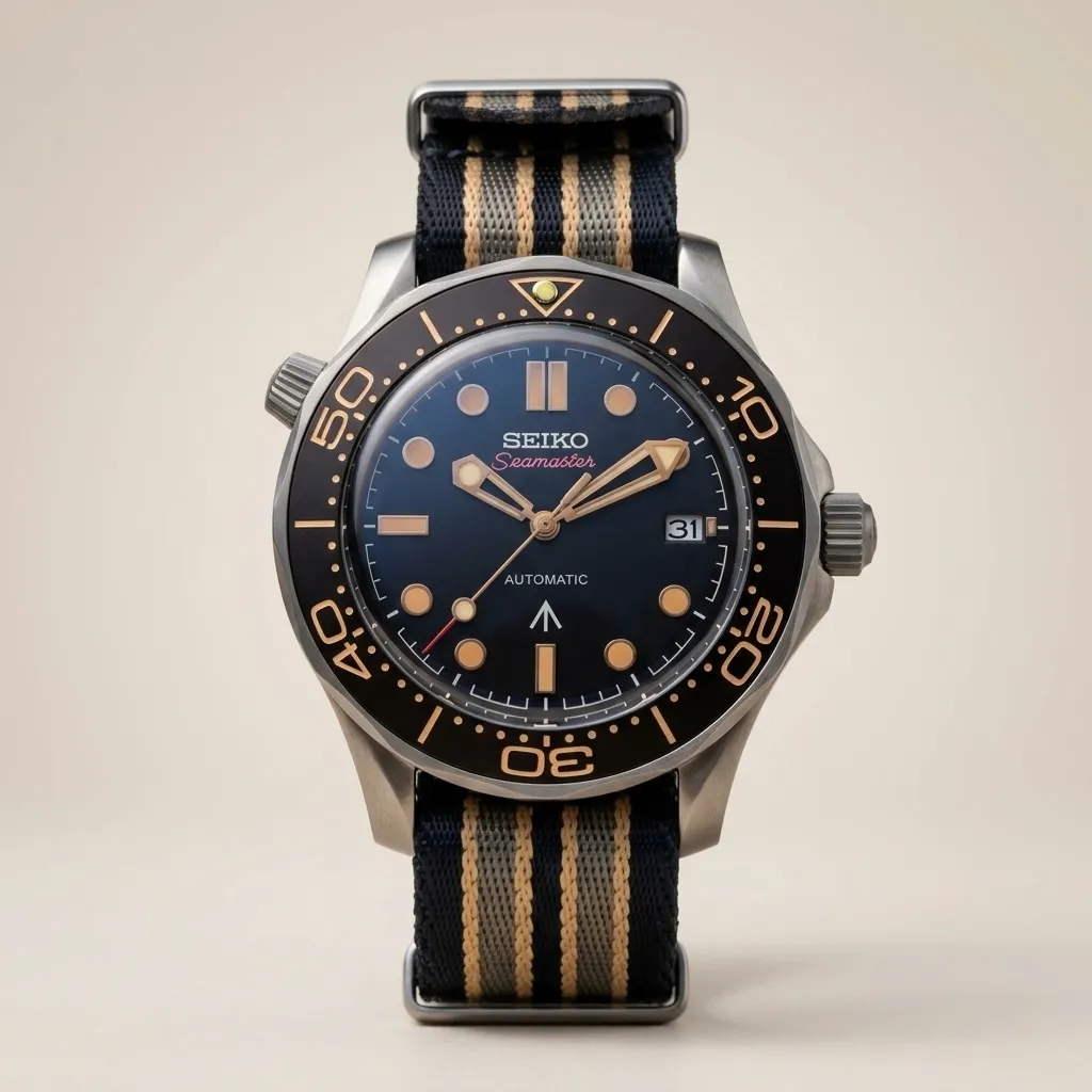 Gym Watch "Secret Agent" Diver – Vintage Dial & Striped NATO Strap