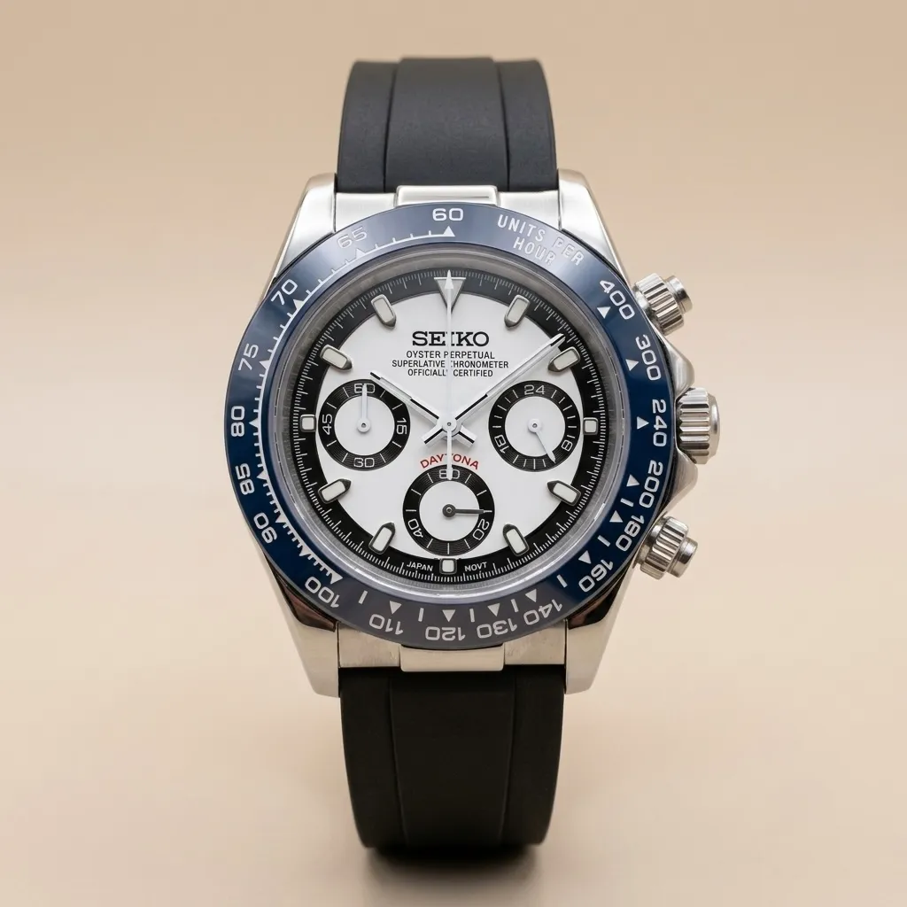 Gym Watch "Blue Panda" Chrono – Çelik Kasa, Mavi Bezel & Siyah Kordon