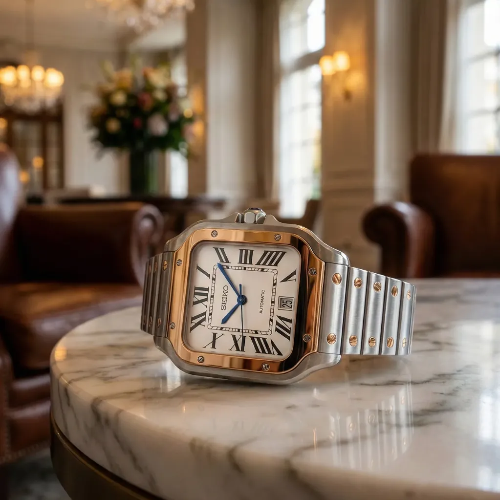 S Model Santos "Two-Tone" – Gold Bezel & Steel Case (NH35)