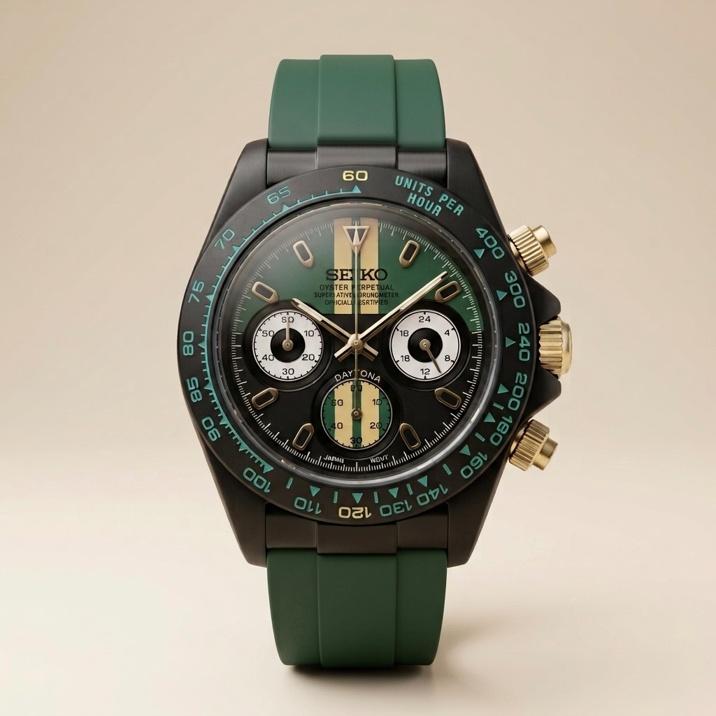 Gym Watch "Stealth Racing Green" Chrono – Black PVD Case & Green Strap