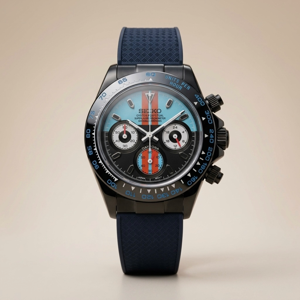 Gym Watch "Midnight Gulf" Chrono – Black PVD Case & Split Racing Dial