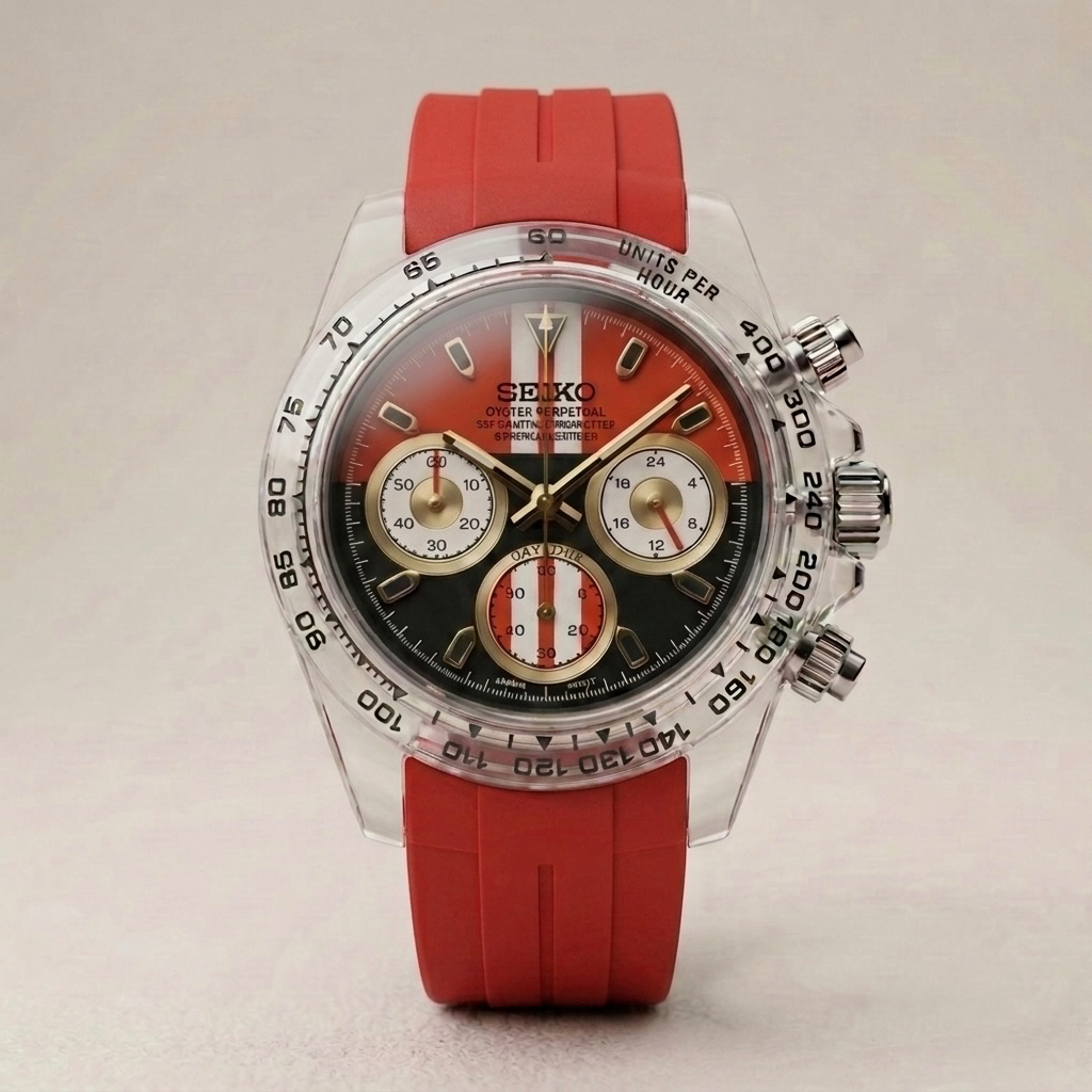 Gym Watch "Crystal Ignition" Chrono – Clear Case & Split Racing Dial