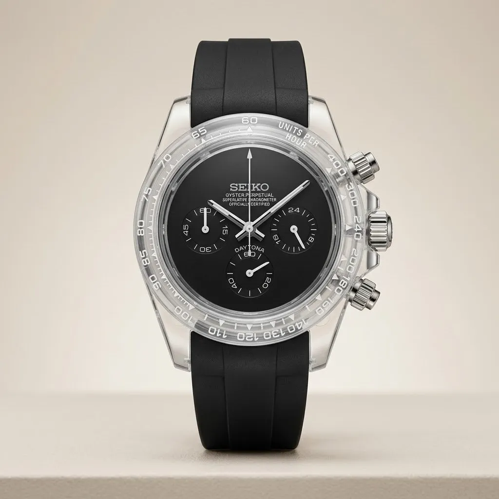 Gym Watch "Crystal Phantom" Chrono – Clear Case & All-Black Dial