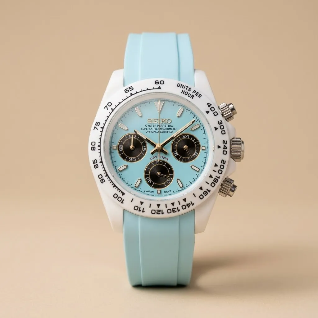 Gym Watch "White Glacier" Chrono – White Case, Glacier Blue Dial & Ice Blue Strap