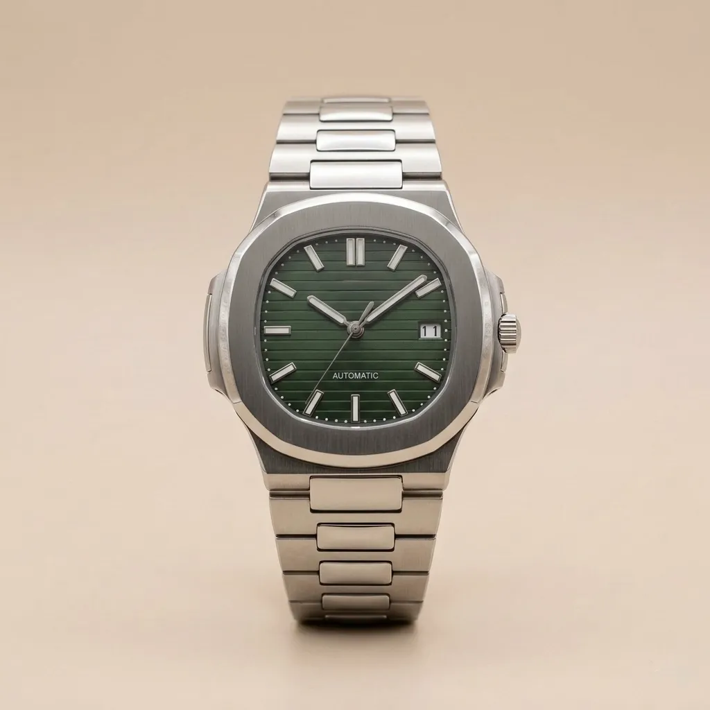 S Mod "Olive Seikonaut" – Dark Green Dial & Integrated Bracelet (NO LOGO)