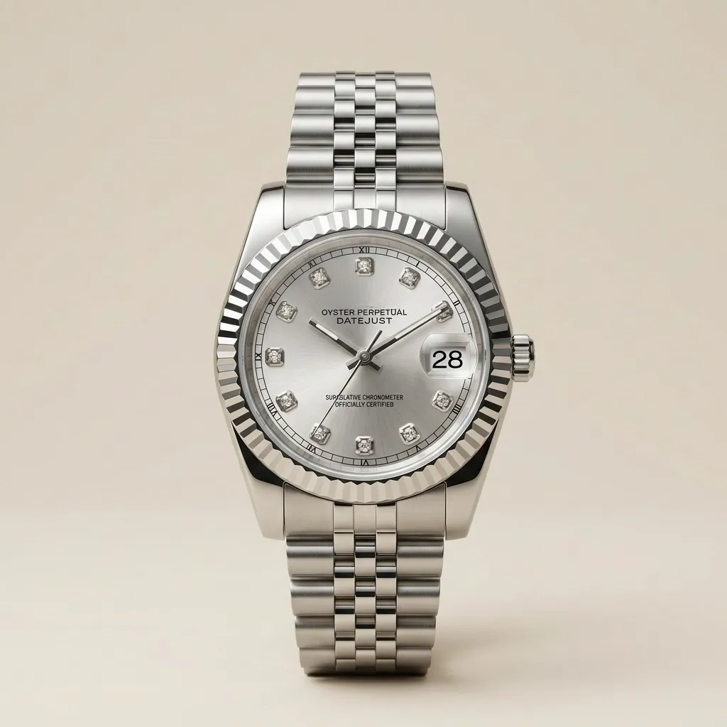 S Mod Datejust "Silver Diamond" – Taşlı Gümüş Kadran & Jubilee Bilezik (NO LOGO)