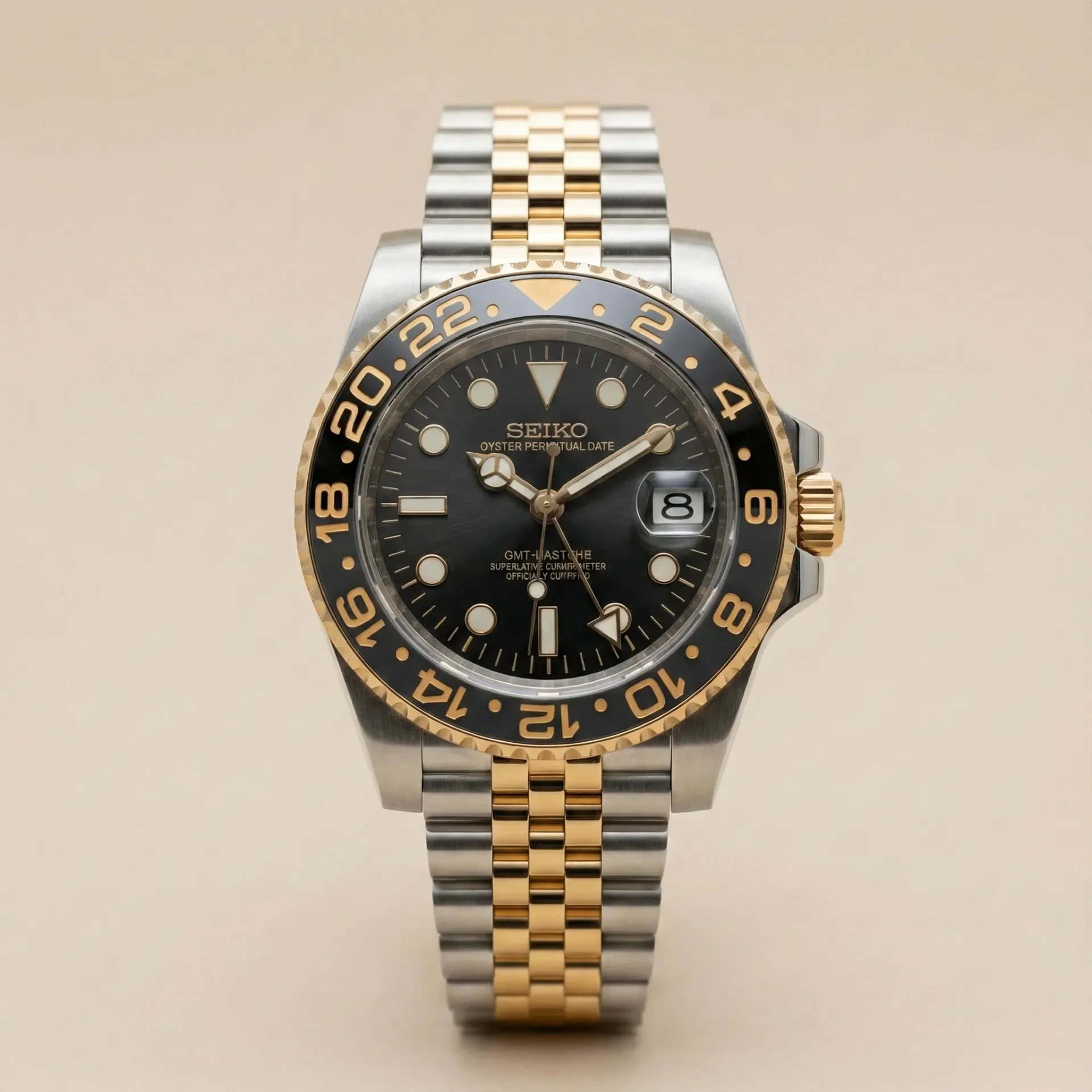 S Mod GMT "Two-Tone" Edition – Black/Gold Dial (NH34)