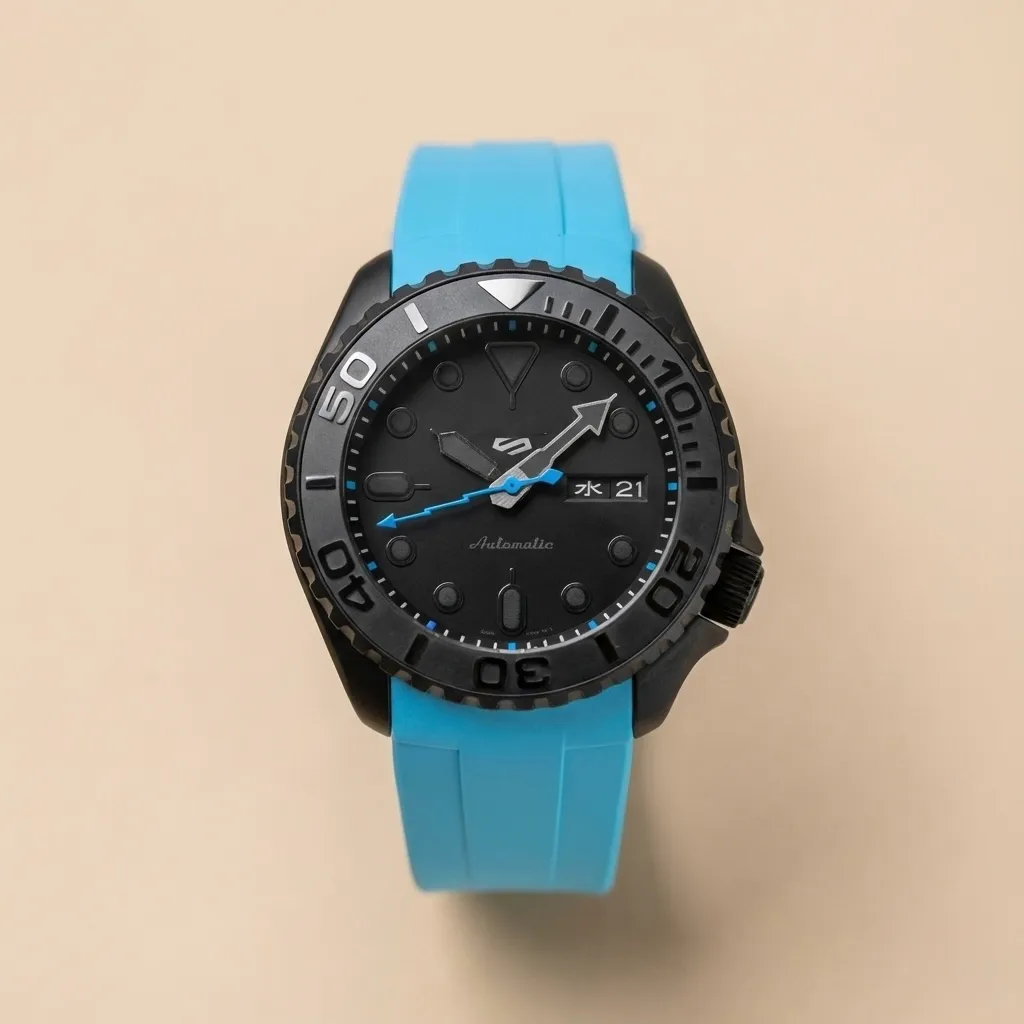 S Mod SKX007 "Black Yacht" – Black Case & Blue Strap (NH36)