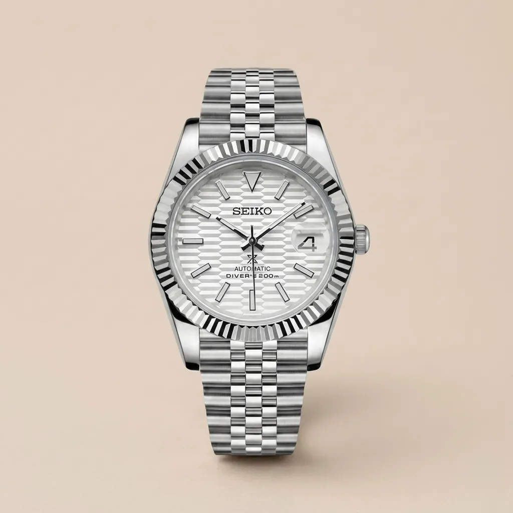 S Mod Datejust "3D Texture" – Derinlikli Beyaz Kadran (NH35)