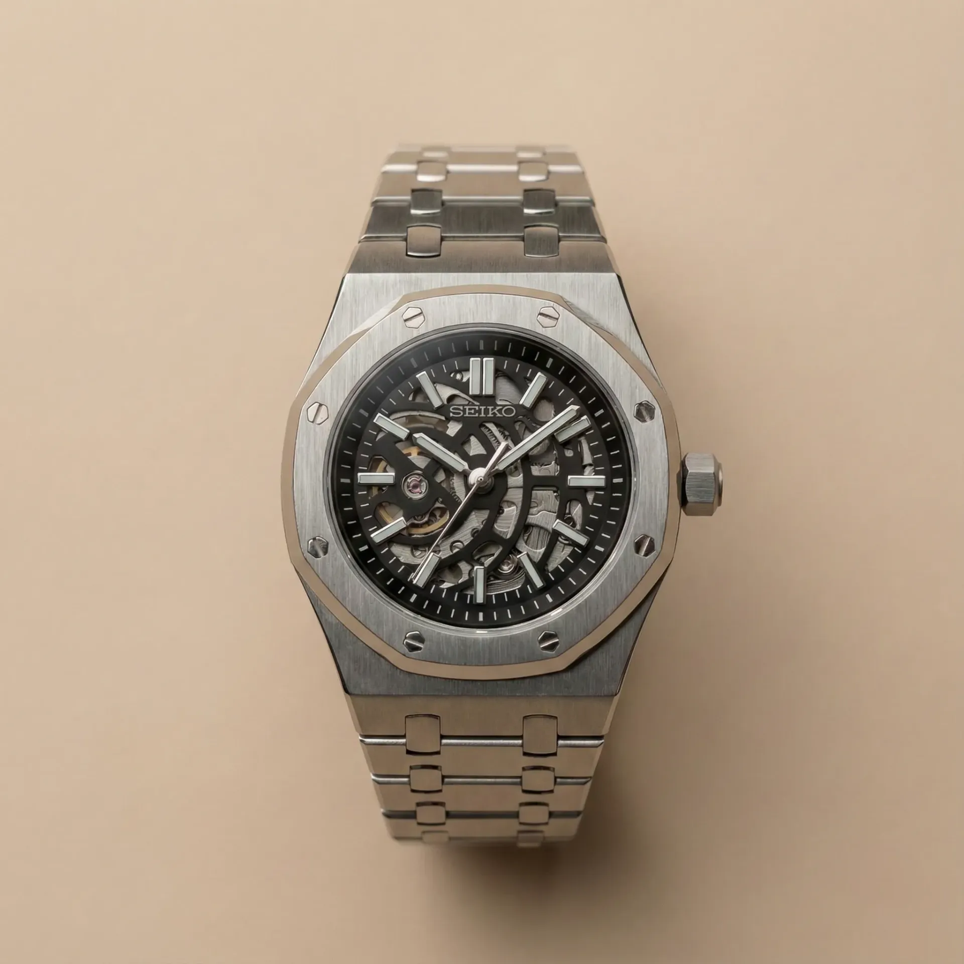 S Mod Royal Oak "Skeleton" – NH72 Ruthenium Mekanizma