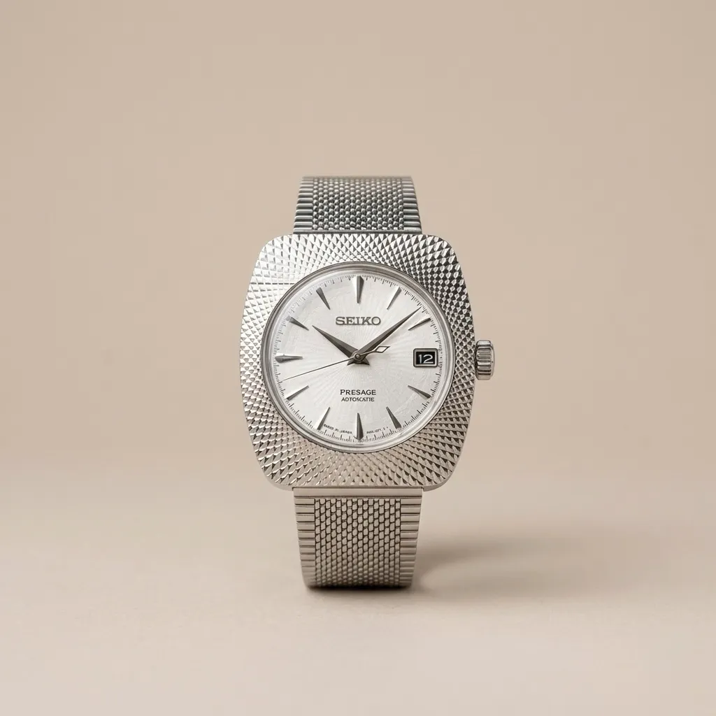 S Mod "Retro Diamond" – Diamond Cut Textured Case & Mesh Strap