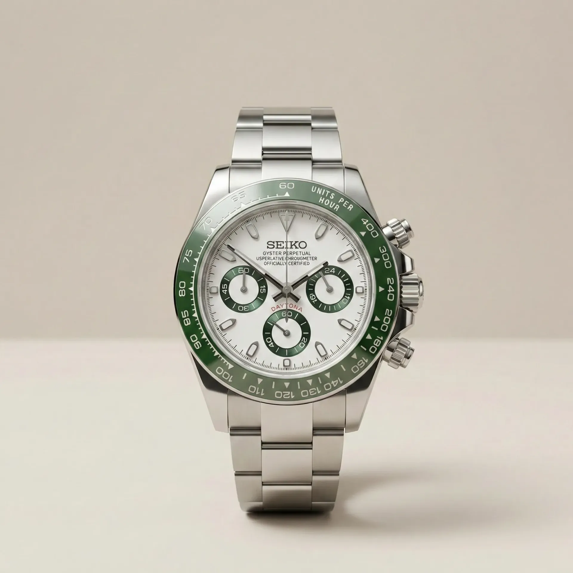 S Mod Daytona "Green Panda" – White Dial & Green Ceramic Bezel
