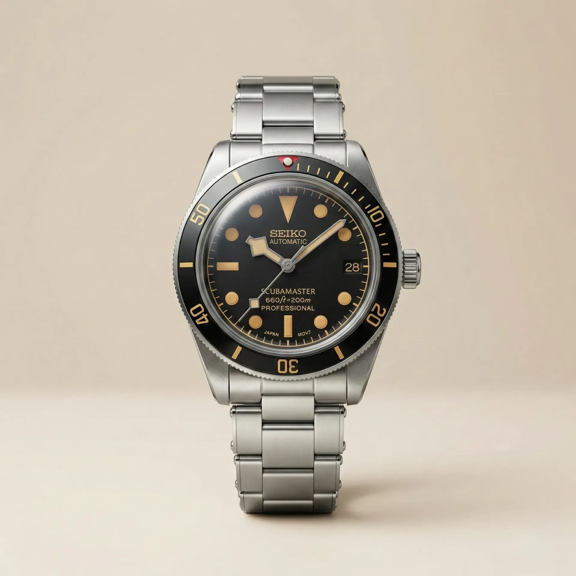 S Mod "Vintage Scubamaster" – Gilt Dial & Studded Bracelet