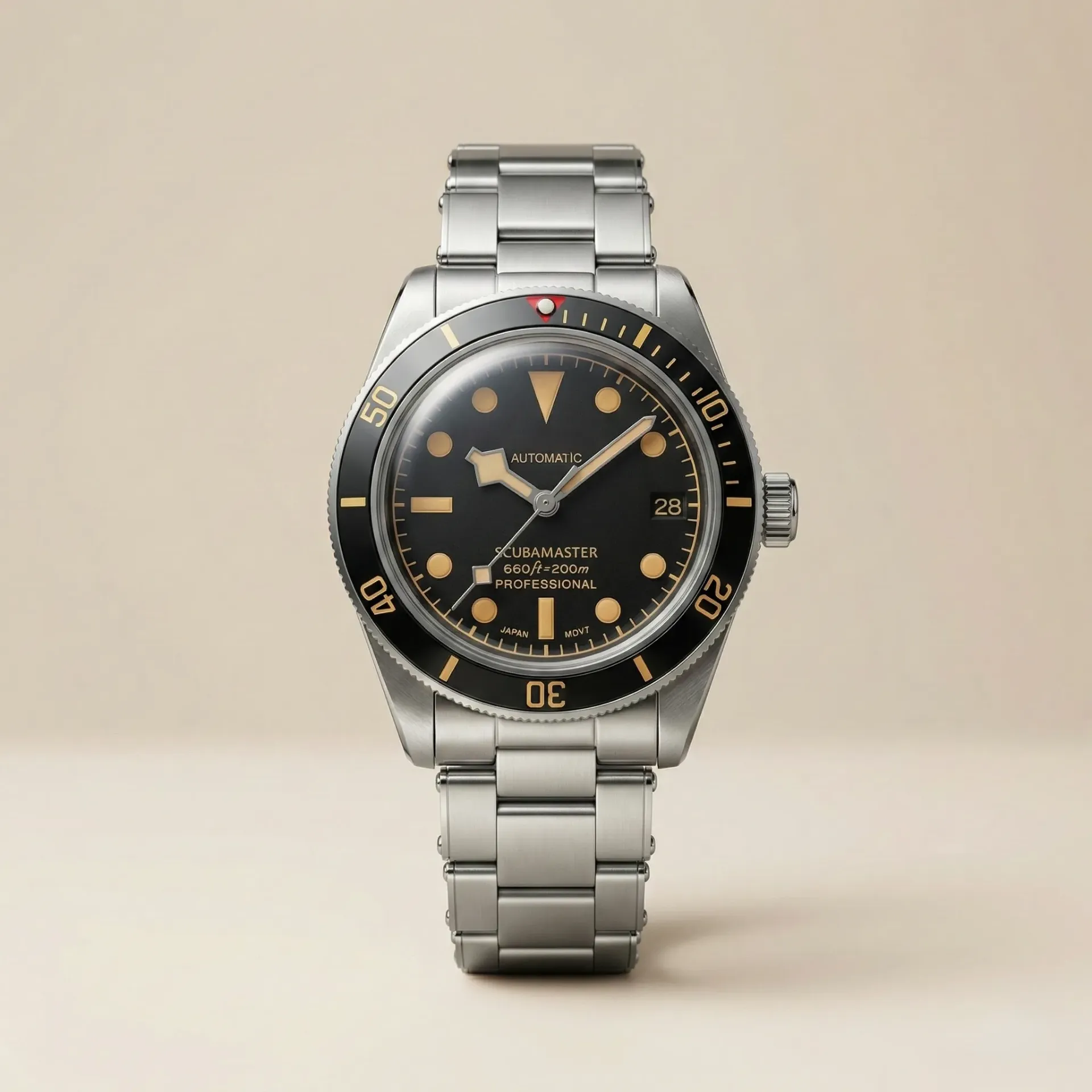 S Mod "Vintage Scubamaster" – Gilt Kadran & Perçinli Bilezik