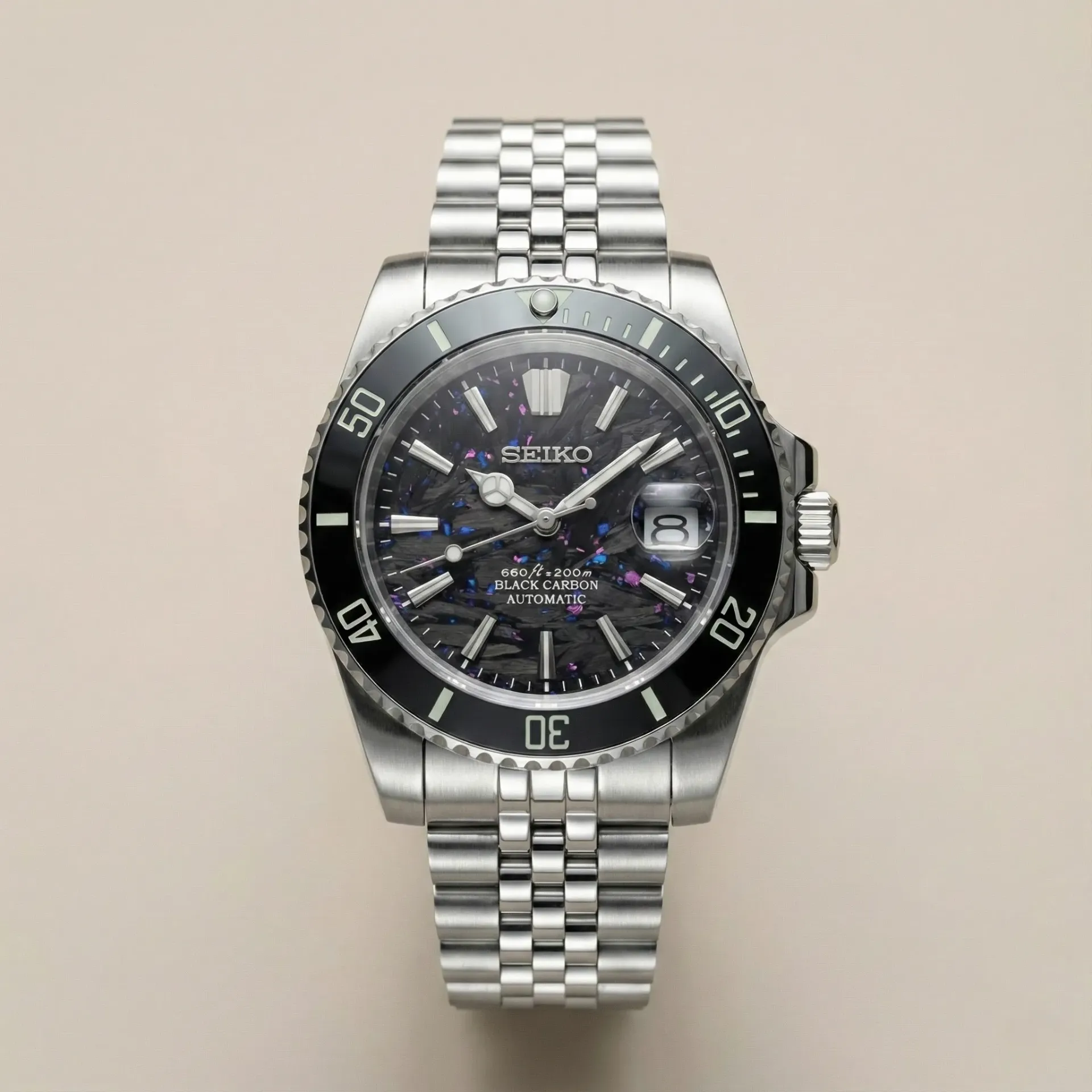 S Mod Submariner "Forged Carbon" – Mor/Mavi Karbon Kadran & Jubilee
