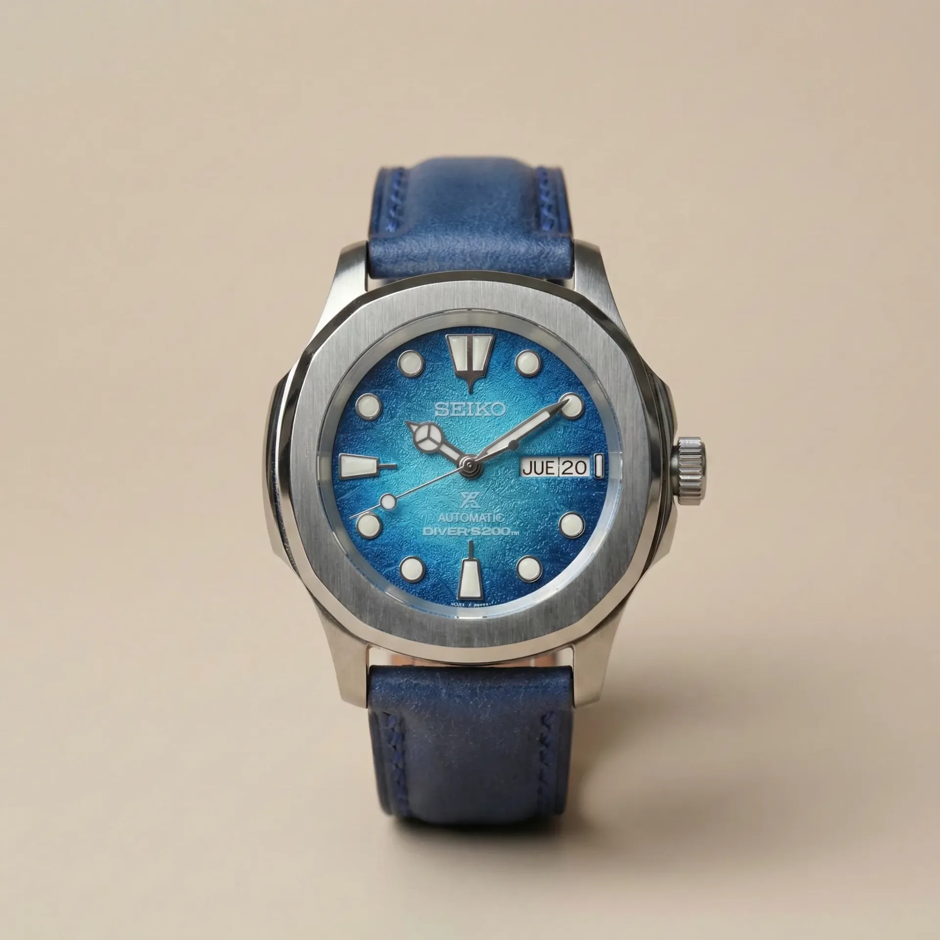S Mod Nautilus Style – Washi Paper Texture and Blue Leather (NH36)